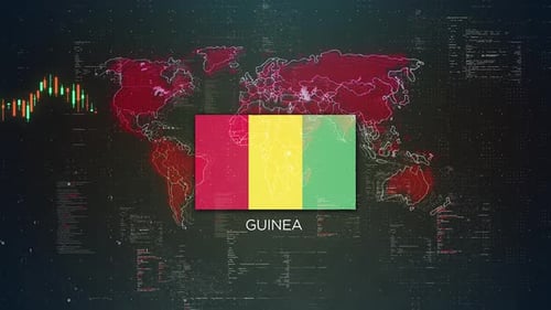 Guinea Stock Market Chart Background With Flag