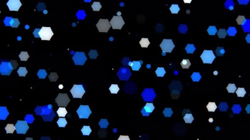 Floating Blue Hexagons and Particles Motion Background Loop