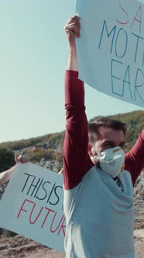 Adults Protesting Outdoors to Save the Earth