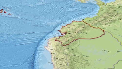 Animated Political Physical Map of Ecuador with Zoom