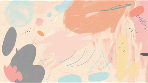 Formas pastel abstratas fluindo em fundo de tela cheia, animação digital desenhada à mão em loop perfeito para