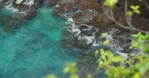 Waves reaching a rocky shore, Bali, Indonesia, Asia