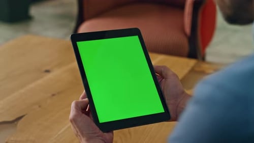 Greenscreen Tablet Hand at Modern Office