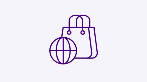 Online Global Shopping Bag Flat Design Icon Animation