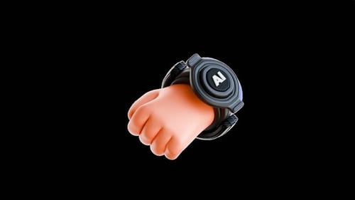 AI Integrated Smartwatch 3D Icon Animation
