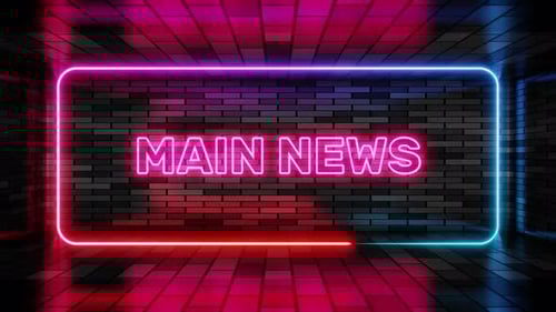 Dynamic Neon Main News Text Reveal on Brick Wall