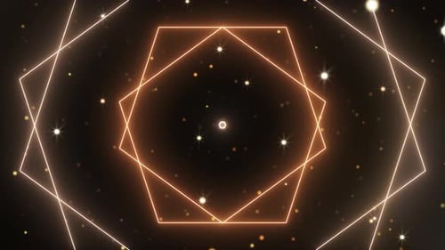 Glowing Geometric Kaleidoscope Loop with Shimmering Particles