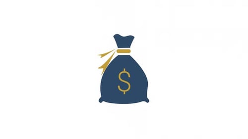 Flat Design Animated Money Bag with Dollar Sign