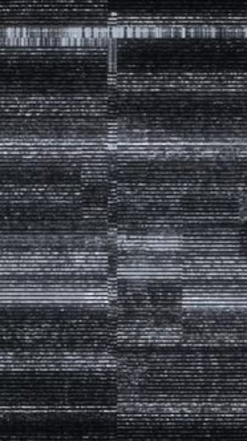 Monochrome Vertical TV Glitch Noise and Static on a Distorted Screen Background Effect