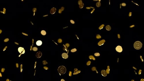 Falling Gold Bitcoin Coins Animation Loop