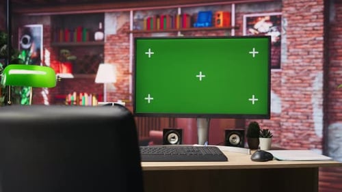 Chroma Key PC Display in Brick Wall Loft Room