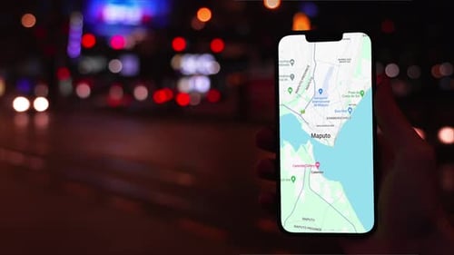 Map Of Maputo, Mozambique On Phone Screen