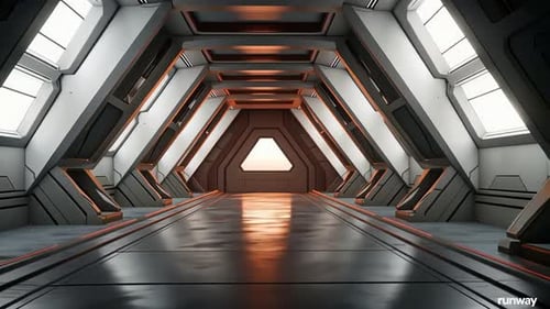 Futuristic corridor with glowing interior