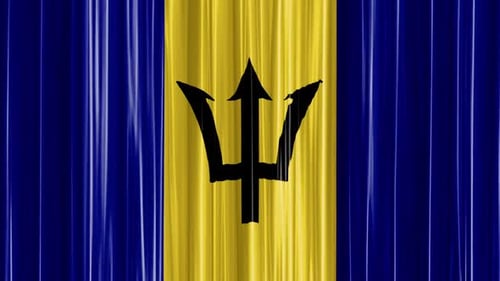 Waving Barbados Flag Curtain Animation Loop