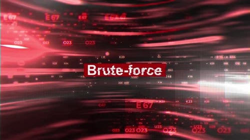 Brute Force-Wörter beim Hacken auf digitalem Hintergrund