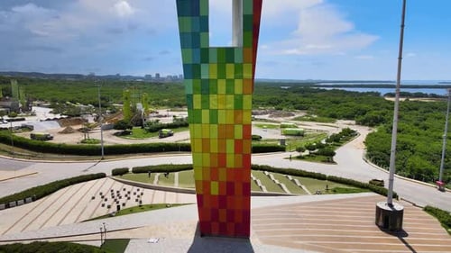 Travel out take of the monument La Ventana al Mundo or The Window to the World in Barranquilla.