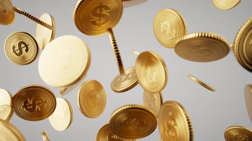 Falling Gold Coins with Dollar Signs Animation
