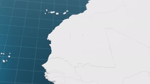 Highlight mit 3D-Karte „Blau von Mauretanien“ mit Zeigernadel, umgeben von anderen Ländern in Weiß