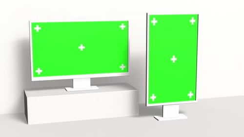 Maquette de moniteur de bureau avec animation d'écran vert