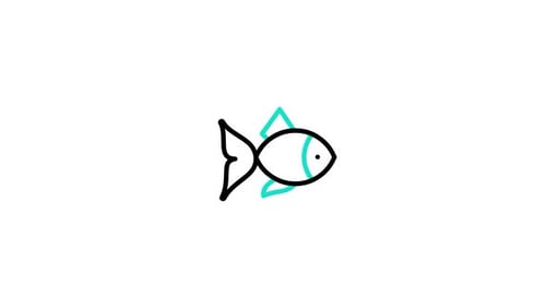 Simple Animated Line Art Fish Icon with Moving Fin