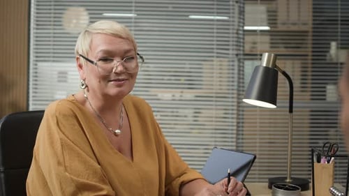 Business Meeting at Modern Office with Two Colleagues