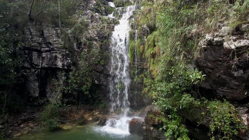 Loquinhas Waterfall in Brazil Aerial View
