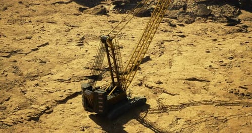 Heavy Duty Construction Crane in Arid Landscape