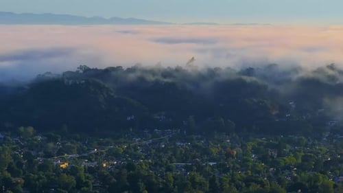 Aerial Views of Santa Barbara California Under a Foggy Atmosphere
