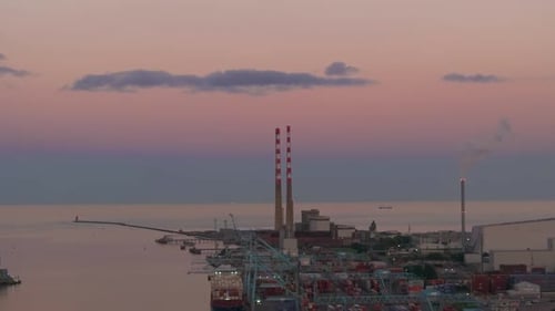 Stunning Sunset Colours at The Poolbeg Chimney's - 4K Cinematic Drone Footage - Co.Dublin - Ireland