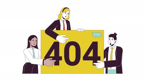 Animated Flat Design 404 Error Page with Business People