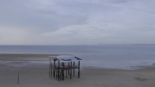 Tropical Beach in the morning track in shot