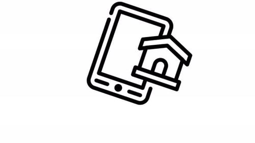 Animated Smartphone and House Icon for Home Technology