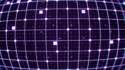 Fliege durch neue digitale Strukturen mit bunt leuchtenden Lichtern, Loop-Animation.