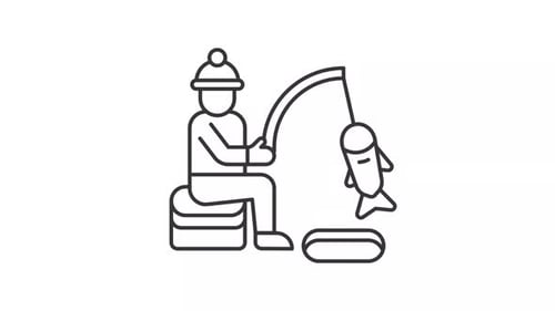 Animated Minimalist Ice Fishing Line Icon