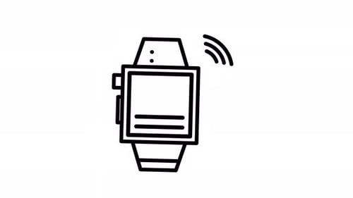 Animated Smartwatch with Heart Rate Monitor Line Art Icon
