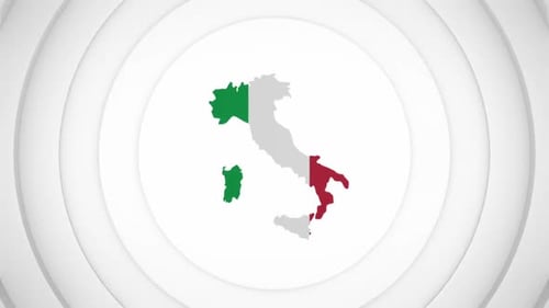 Modern Italy Map Flag Reveal with Concentric Circles Animation