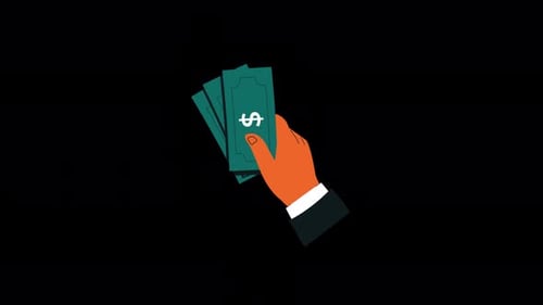 Hand Holding Dollar Banknotes. Cash Payment Concept Animation Video - Transparent