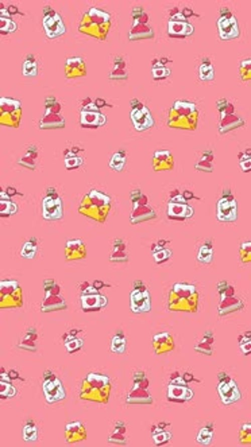 Animated Flat Design Love Icons Vertical Seamless Loop Pattern