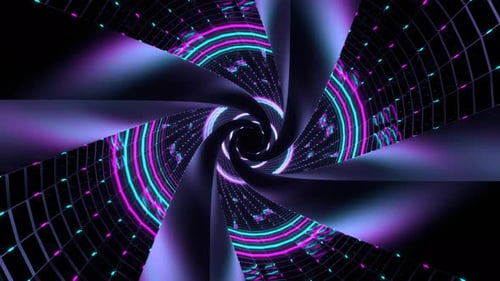 Cyan And Pink Neon Pulsing Spiral Tunnel Background Vj Loop In 4K