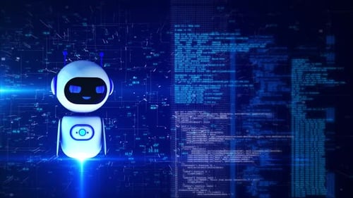 Pensée robotique à l'aide d'une interface virtuelle Ai Chatbot Icône Traitement des données Intelligence artificielle