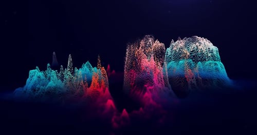 Abstract background from colorful particles, technological and futuristic background