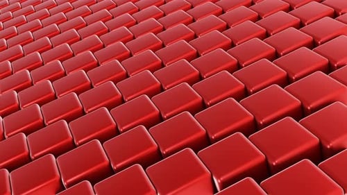 Fond d'animation de boucles ondulées en cubes brillants rouges