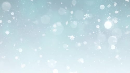 Winter Snowflakes Falling with Bokeh Lights Background