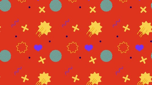 Playful Memphis Style Elements Seamless Loop Background Animation