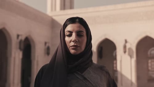 Muslim Woman Portrait Inside Iconic Mosque in Oman