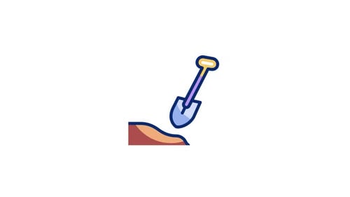 Flat Design Shovel Digging into Earth Icon Animation