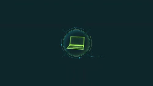 Animation de l'élément HUD d'un ordinateur portable virtuel 3D