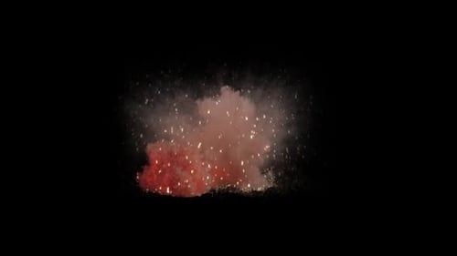 explosion with particles long view on transparent background