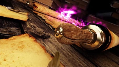 Magical Ancient Scroll Opening with Purple Sparkle Reveal