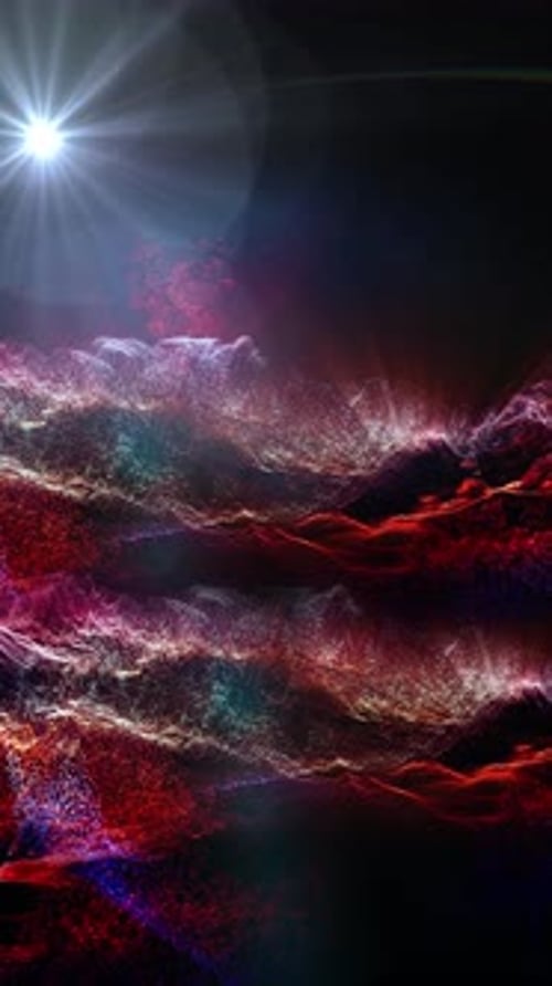 Abstract Fluid Particle Wave Animation with Glowing Light